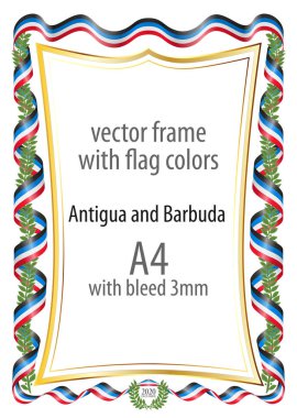 Çerçeve ve şerit kenarlığını Antigua ve Barbuda bayrağı renkleri ile