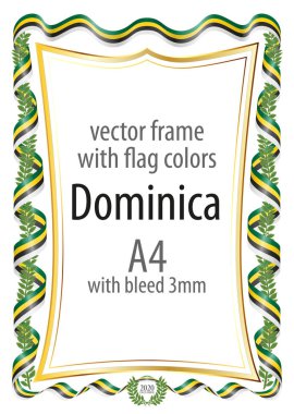 Çerçeve ve şerit kenarlığını Dominika bayrak renkleri ile