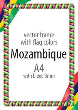 Çerçeve ve şerit kenarlığını Mozambik bayrak renkleri ile