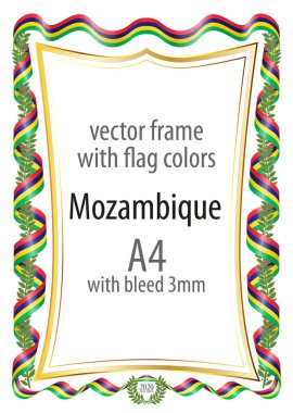 Çerçeve ve şerit kenarlığını Mozambik bayrak renkleri ile
