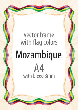 Çerçeve ve şerit kenarlığını Mozambik bayrak renkleri ile