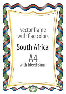 Çerçeve ve şerit kenarlığını Güney Afrika bayrak renkleri ile