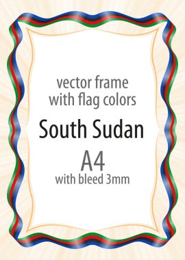Çerçeve ve şerit kenarlık renkleri Güney Sudan bayrağı ile