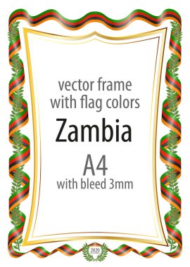 Çerçeve ve şerit kenarlığını Zambiya bayrak renkleri ile