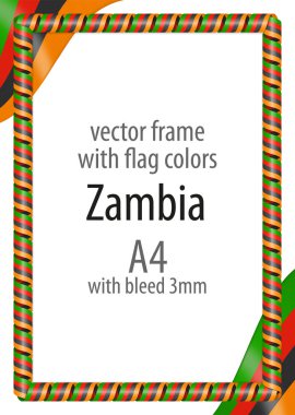 Çerçeve ve şerit kenarlığını Zambiya bayrak renkleri ile