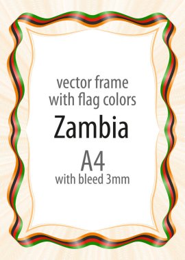 Çerçeve ve şerit kenarlığını Zambiya bayrak renkleri ile