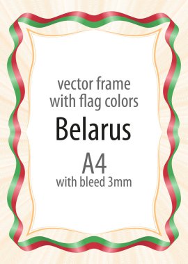 Çerçeve ve şerit kenarlığının renk Beyaz Rusya bayrağı