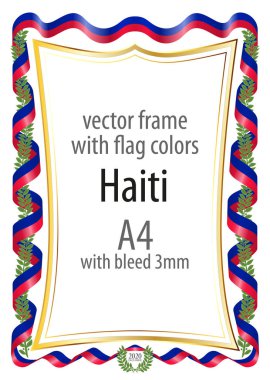 Çerçeve ve şerit kenarlığını Haiti bayrak renkleri ile