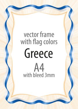 Çerçeve ve şerit kenarlığını Yunanistan bayrağının renkleri ile