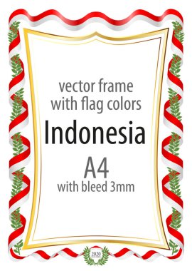 Çerçeve ve şerit kenarlığını Endonezya bayrak renkleri ile