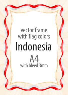 Çerçeve ve şerit kenarlığını Endonezya bayrak renkleri ile