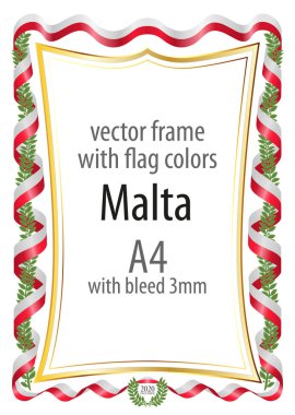 Çerçeve ve şerit kenarlığını Malta bayrak renkleri ile