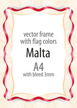Çerçeve ve şerit kenarlığını Malta bayrak renkleri ile