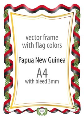 Çerçeve ve şerit kenarlığını Papua Yeni Gine bayrak renkleri ile