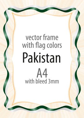 Çerçeve ve şerit kenarlığını Pakistan bayrağı renkleri ile