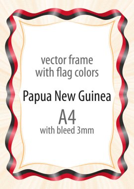 Çerçeve ve şerit kenarlığını Papua Yeni Gine bayrak renkleri ile