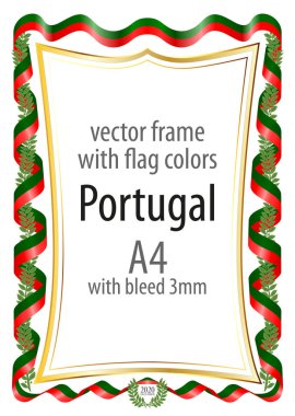 Çerçeve ve şerit kenarlığını Portekiz bayrak renkleri ile