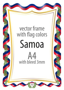 Çerçeve ve şerit kenarlığını Samoa bayrak renkleri ile