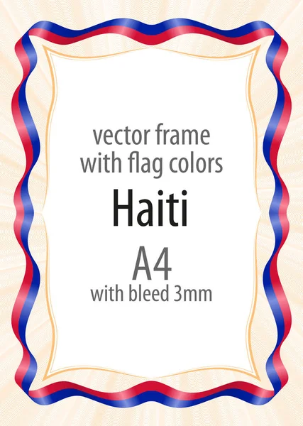 Çerçeve ve şerit kenarlığını Haiti bayrak renkleri ile