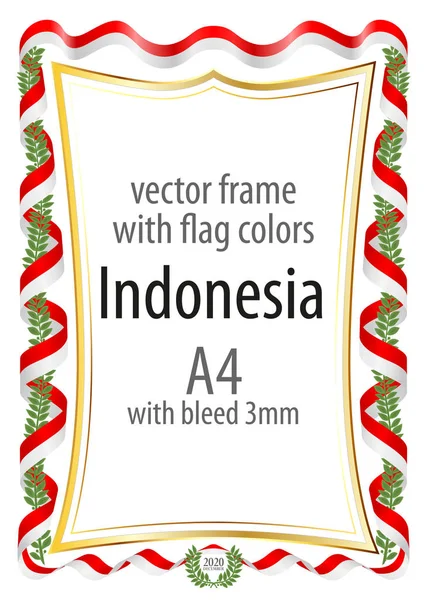 Çerçeve ve şerit kenarlığını Endonezya bayrak renkleri ile