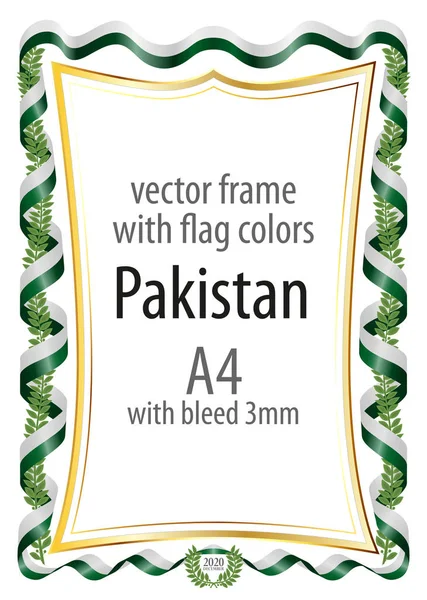 Çerçeve ve şerit kenarlığını Pakistan bayrağı renkleri ile