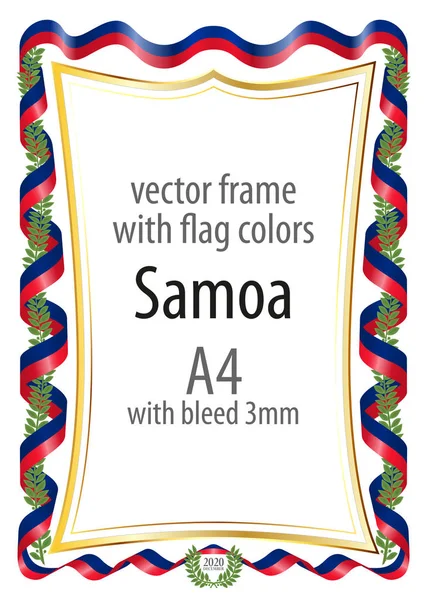 Çerçeve ve şerit kenarlığını Samoa bayrak renkleri ile