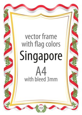 Çerçeve ve şerit kenarlığını Singapur bayrak renkleri ile