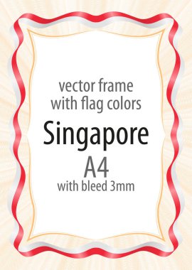Çerçeve ve şerit kenarlığını Singapur bayrak renkleri ile