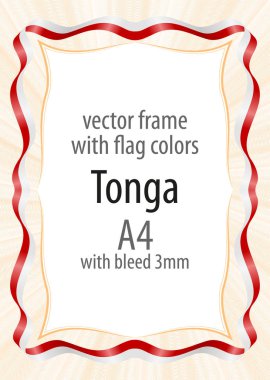 Çerçeve ve şerit kenarlığını Tonga bayrak renkleri ile