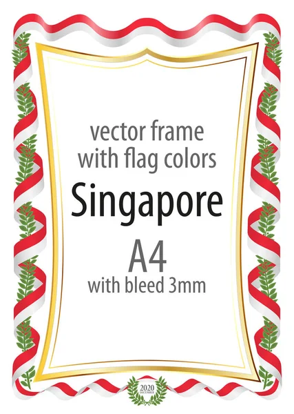 Çerçeve ve şerit kenarlığını Singapur bayrak renkleri ile