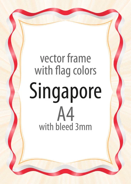 Çerçeve ve şerit kenarlığını Singapur bayrak renkleri ile