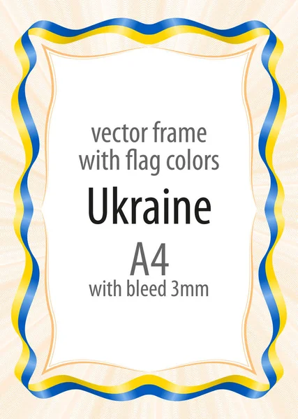 Çerçeve ve şerit kenarlığını Ukrayna bayrak renkleri ile