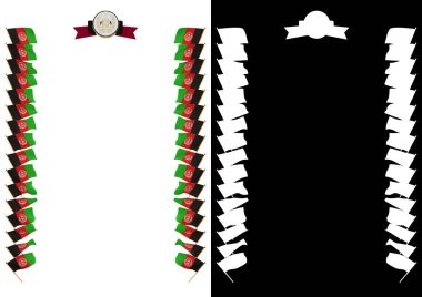 Çerçeve ve bayrak ve silah kat Afganistan sınırında. 3D çizim