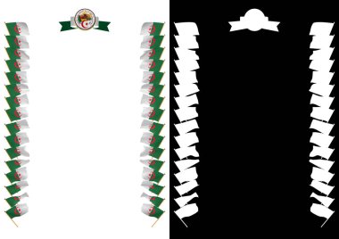 Çerçeve ve bayrak ve silah kat Cezayir ile sınır. 3D çizim