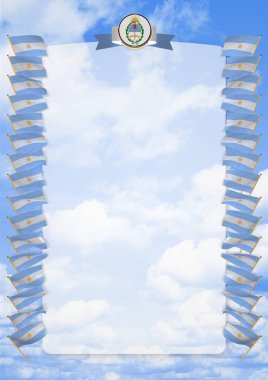 Çerçeve ve bayrak ve silah kat Arjantin sınırında. 3D çizim