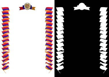 Çerçeve ve bayrak ve silah kat Ermenistan'la sınır. 3D çizim