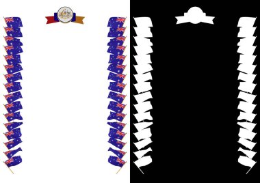 Çerçeve ve bayrak ve silah kat Avustralya ile sınır. 3D çizim