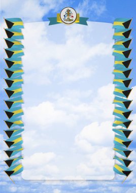 Çerçeve ve bayrak ve askeri üniformaları Bahamalar ile sınır. 3D çizim