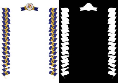 Çerçeve ve bayrak ve silah kat Barbados ile sınır. 3D çizim