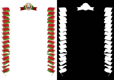 Çerçeve ve bayrak ve silah kat Beyaz Rusya ile sınır. 3D çizim