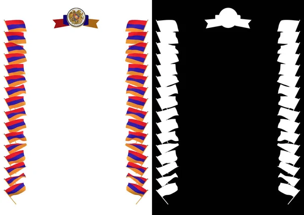 Cadre et frontière avec drapeau et armoiries Arménie. Illustration 3d — Photo