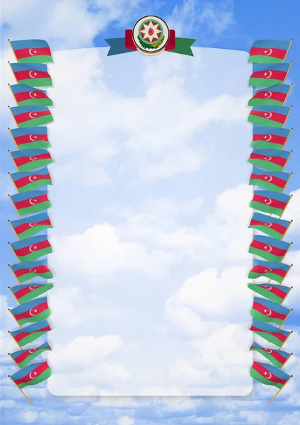 Rám a hranici s vlajku a státní znak Ázerbájdžánu. 3D obrázek — Stock fotografie