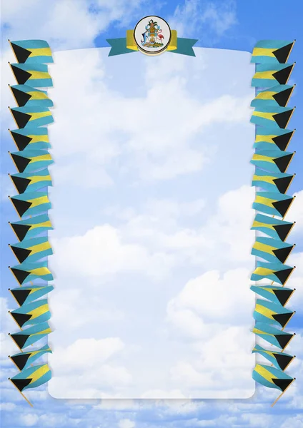 Çerçeve ve bayrak ve askeri üniformaları Bahamalar ile sınır. 3D çizim