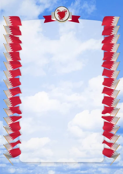 Çerçeve ve bayrak ve silah kat Bahreyn ile sınır. 3D çizim