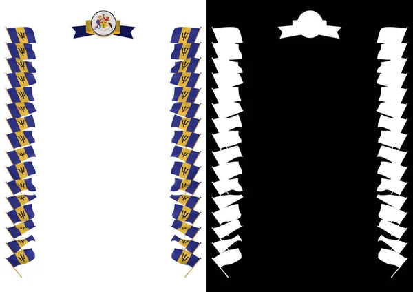 Ramki i granicy z flaga i herb Barbadosu. ilustracja 3D — Zdjęcie stockowe