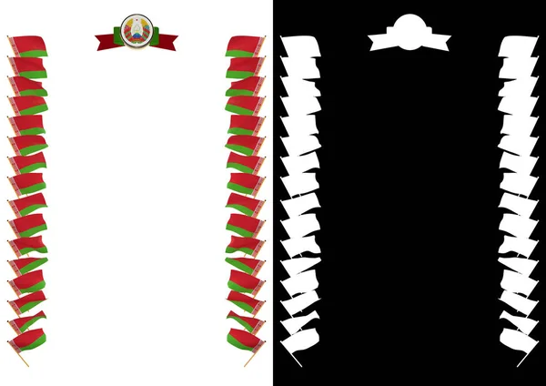 Cadre et frontière avec drapeau et armoiries Biélorussie. Illustration 3d — Photo