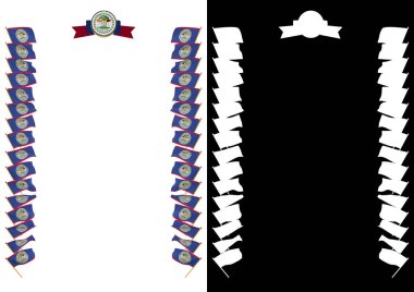 Çerçeve ve sınır bayrak ve silah kat Belize ile 3d çizim