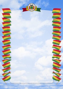 Çerçeve ve bayrak ve silah kat Bolivya sınırında. 3D çizim