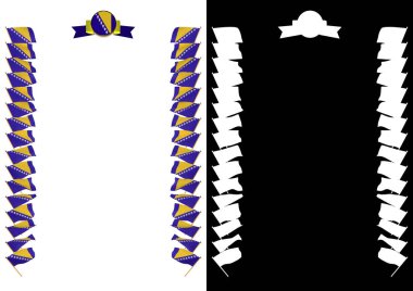 Çerçeve ve bayrak ve silah kat Bosna ve Hersek ile sınır. 3D çizim