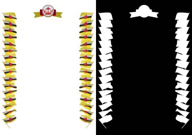 Çerçeve ve bayrak ve silah kat Brunei ile sınır. 3D çizim